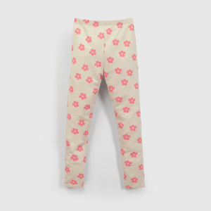 Pata Ajustada de Puño con Cintura Elasticada Beige para Niña