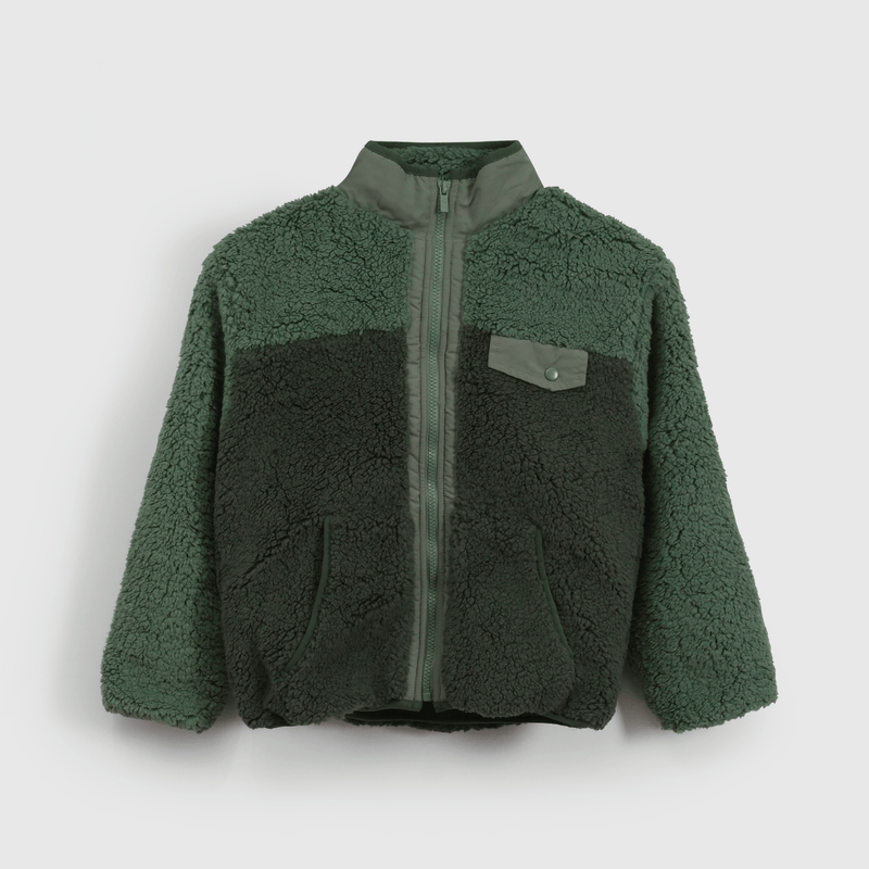 Chaqueta Polar y Chiporro Verde con Cierre para Niño  de 3 a 12 años