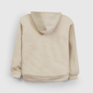 Polerón Beige Hombro Caído de polycotton con Gorro Forrado y Cierre