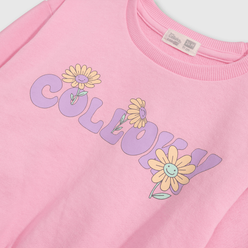 Polerón Fucsia Holgado de polycotton Estampado para Bebé