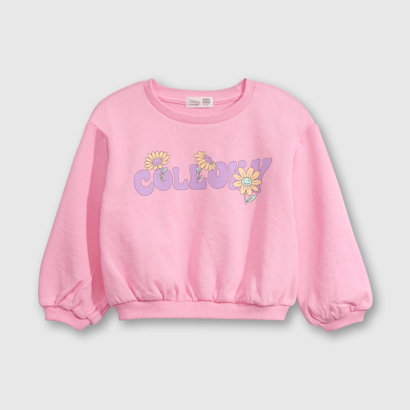 Polerón Fucsia Holgado de polycotton Estampado para Bebé