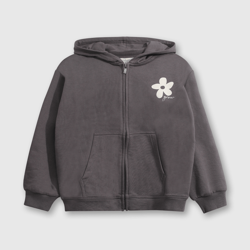 Polerón Negro Hombro Caído de polycotton con Gorro Forrado y Cierre