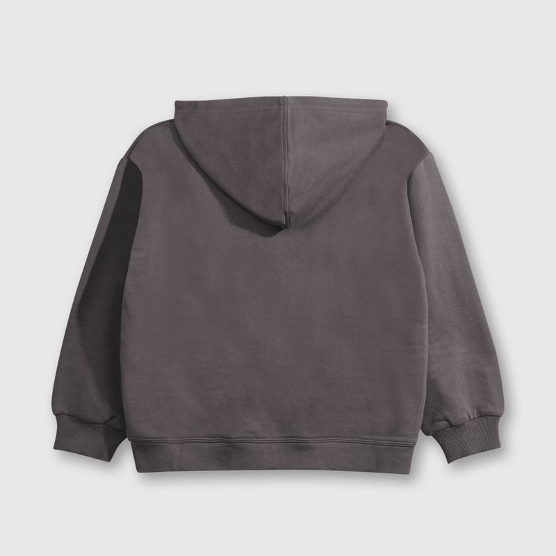 Polerón Negro Hombro Caído de polycotton con Gorro Forrado y Cierre