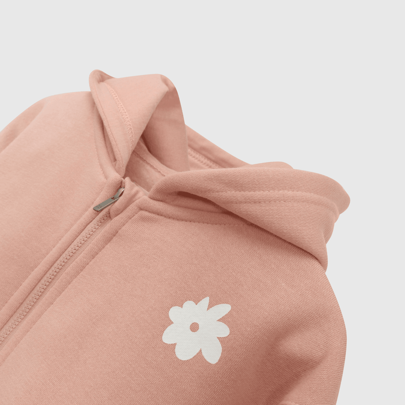 Polerón Rosado con Gorro Forrado de Jersey y Cierre para Niña