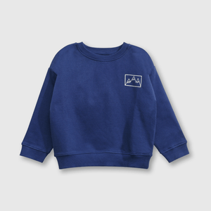 Polerón Azul con Carda en el interior, Hombro caído y Mini Estampado