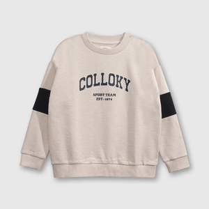 Polerón Beige Hombro Caído de polycotton Estampado para Niño
