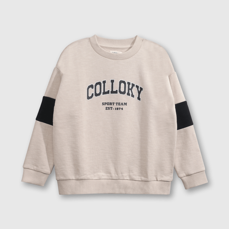 Polerón Beige Hombro Caído de polycotton Estampado para Niño