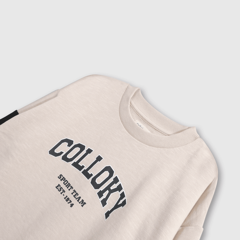 Polerón Beige Hombro Caído de polycotton Estampado para Niño