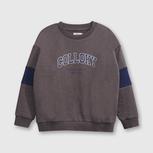 Polerón Negro Hombro Caído de polycotton Estampado para Niño