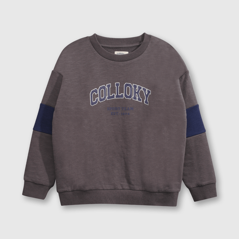 Polerón Negro Hombro Caído de polycotton Estampado para Niño