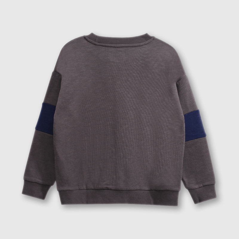 Polerón Negro Hombro Caído de polycotton Estampado para Niño