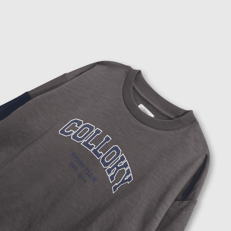 Polerón Negro Hombro Caído de polycotton Estampado para Niño