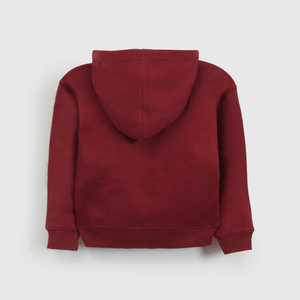 Polerón Rojo con Gorro Forrado de Jersey y Cierre para Niño
