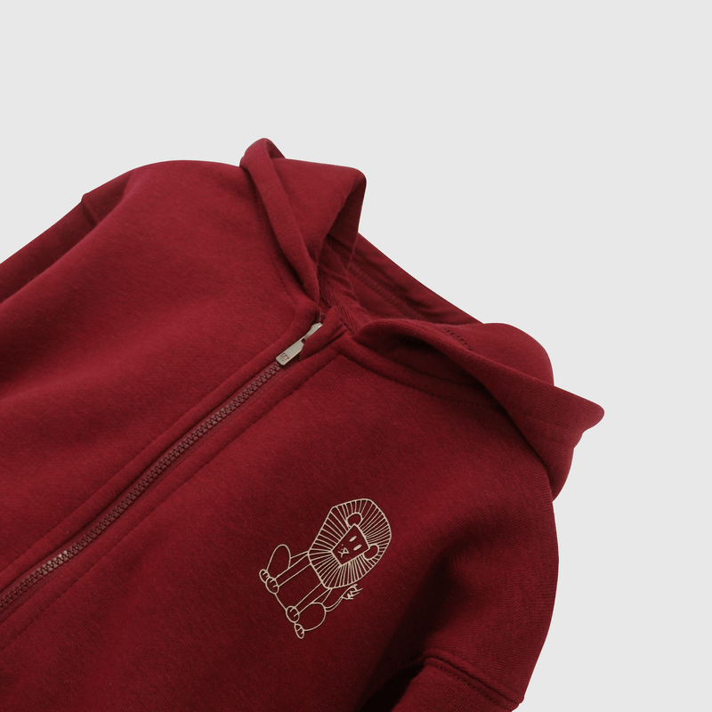 Polerón Rojo con Gorro Forrado de Jersey y Cierre para Niño