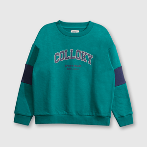 Polerón Verde Hombro Caído de polycotton Estampado para Niño