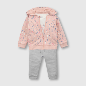 Conjunto Body para Bebé de polycotton Rosado con Estampa de Flores