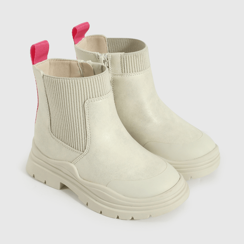 Bootie Caminante de Niña Blanco Caña Media con Cierre