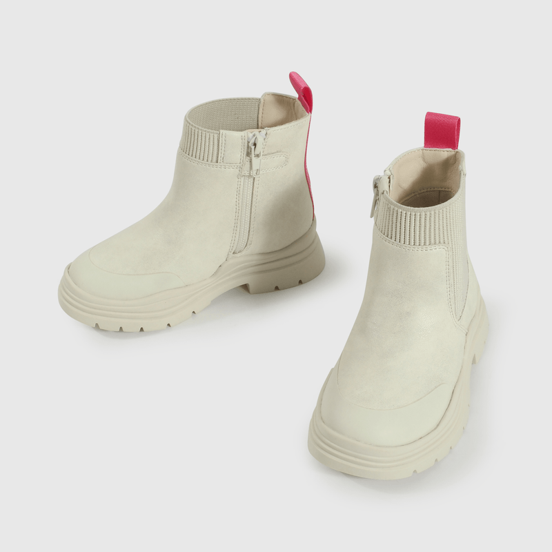 Bootie Caminante de Niña Blanco Caña Media con Cierre
