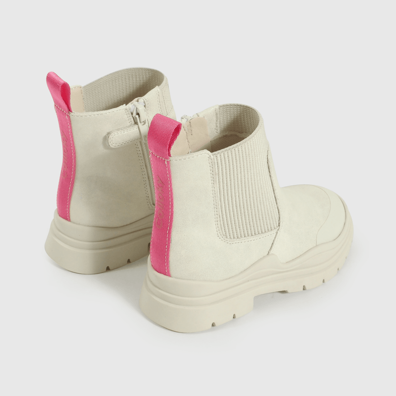 Bootie Caminante de Niña Blanco Caña Media con Cierre