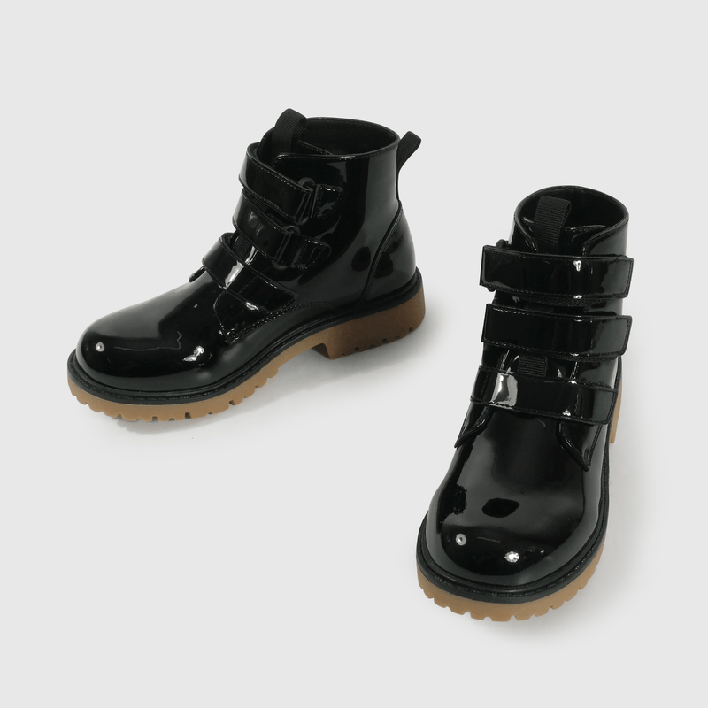 Bootie de Niña Negra Caña Media con Velcro