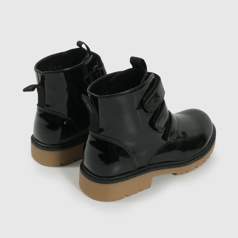 Bootie de Niña Negra Caña Media con Velcro