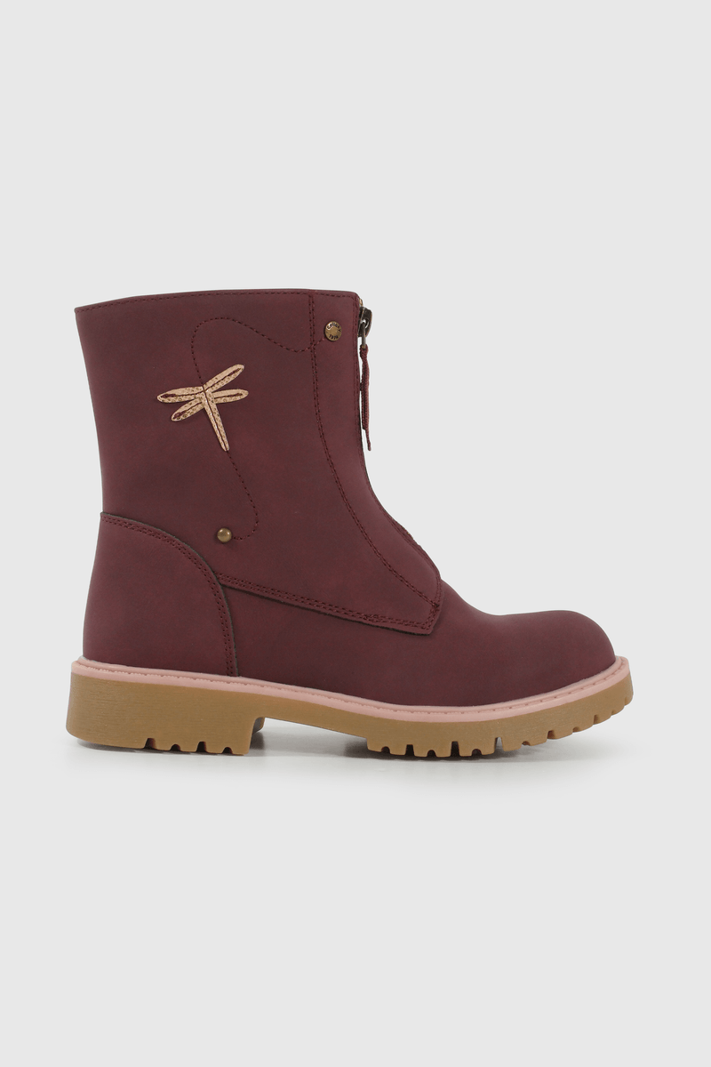 Bootie de Niña Rojo Caña media con Cierre