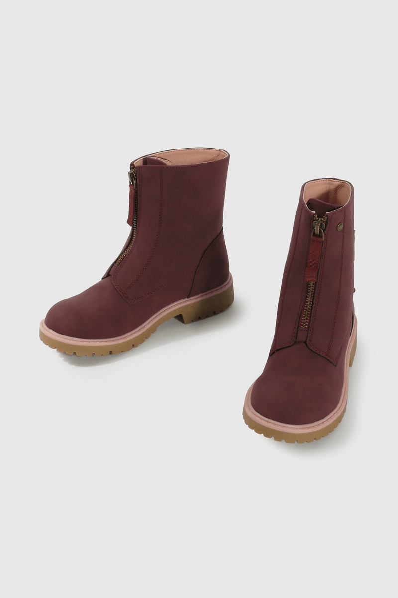 Bootie de Niña Rojo Caña media con Cierre