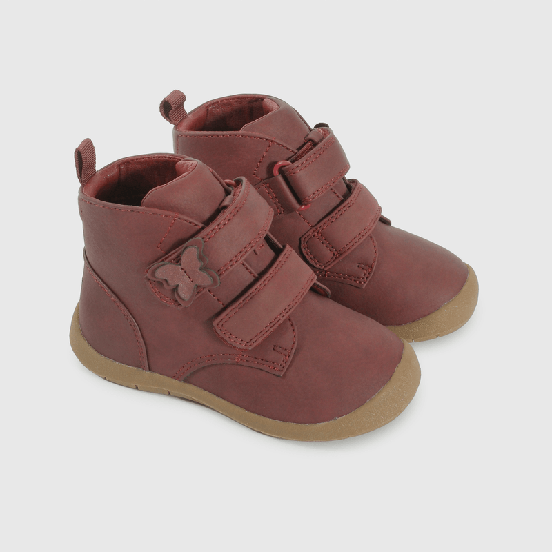 Botín Caminante Caña Media Rojo con Velcro  para Niña