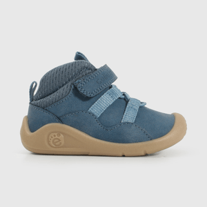 Botín Primeros Pasos Caña Media para Niño  Azul Velcro y Cordón