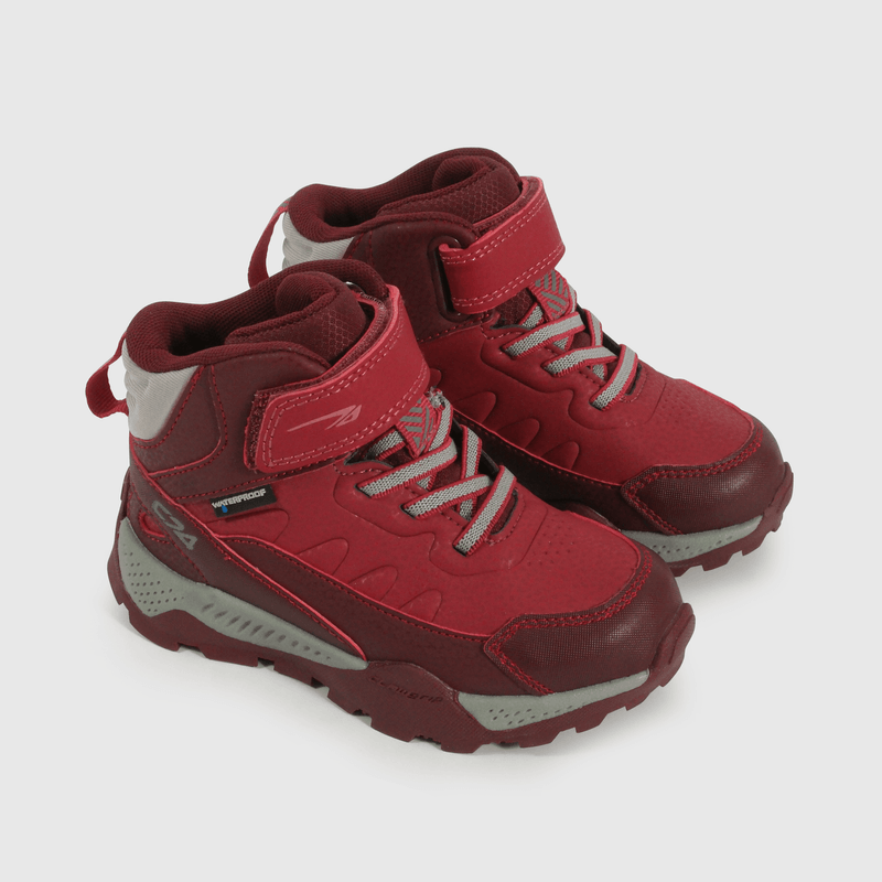 Botín Outdoor Caminante Caña Alta de Niña Rojo Velcro y Cordón