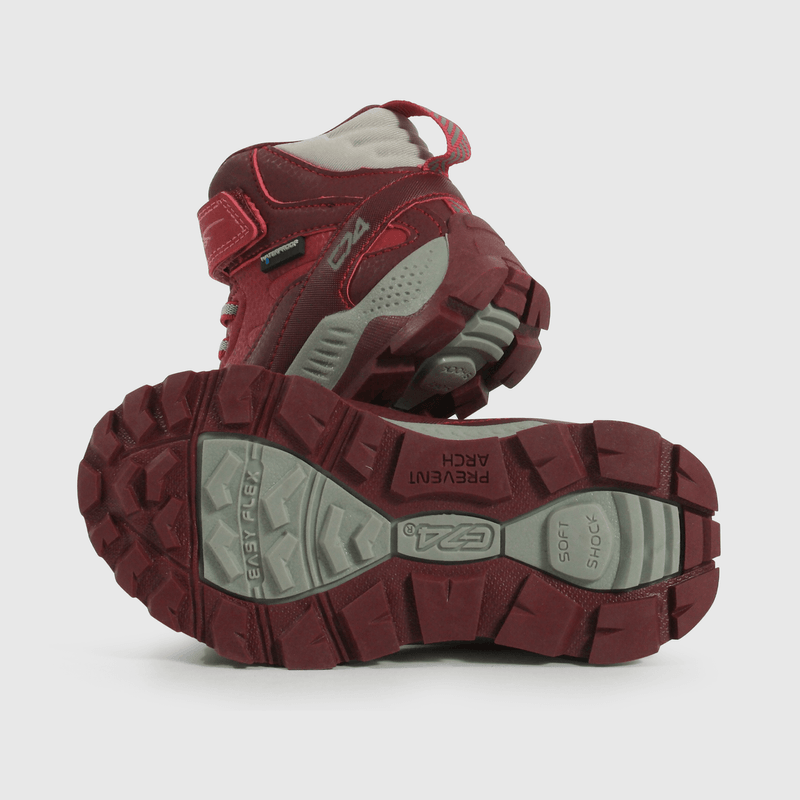 Botín Outdoor Caminante Caña Alta de Niña Rojo Velcro y Cordón