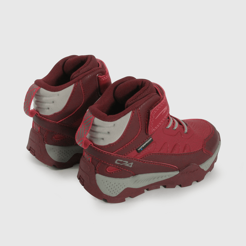 Botín Outdoor Caminante Caña Alta de Niña Rojo Velcro y Cordón