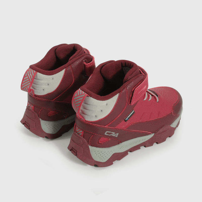 Botín Outdoor de Niña Rojo Caña Media con Velcro y Cordón