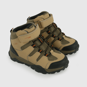 Botín Outdoor de Niño Beige Caña Alta con Velcro y Cordón