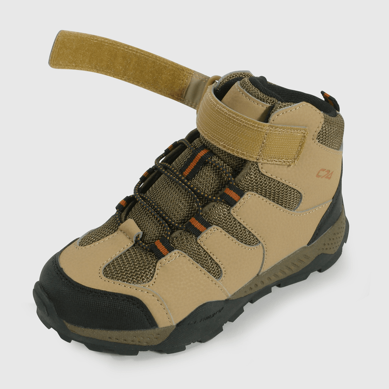 Botín Outdoor de Niño Beige Caña Alta con Velcro y Cordón