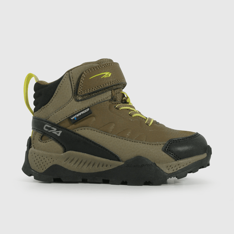 Botín Outdoor Caminante de Niño Verde Caña Alta Velcro y Cordón