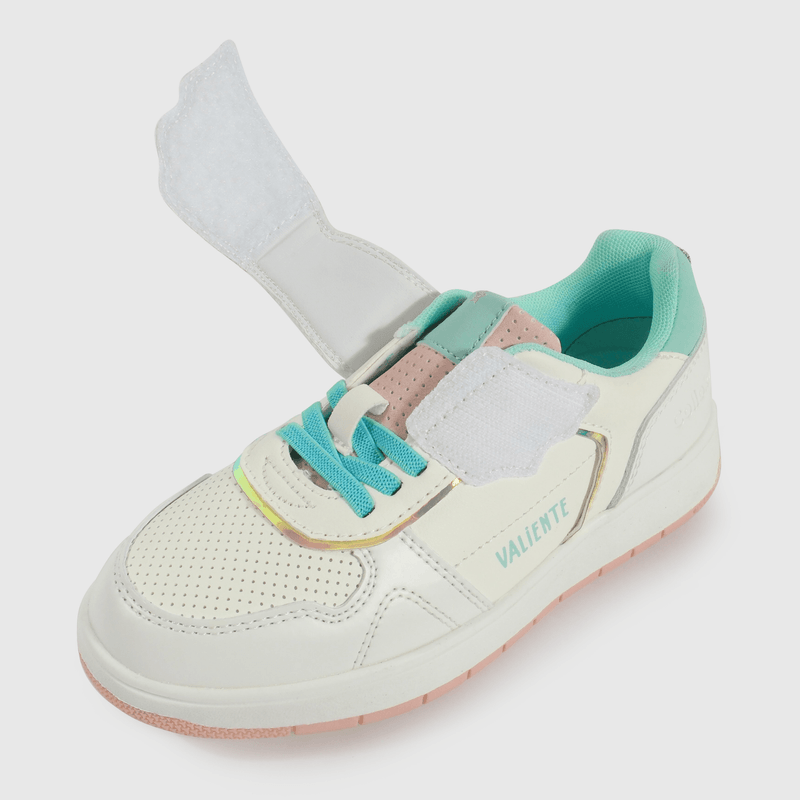 Zapatilla Lifestyle de Niña Blanco Caña Baja con Velcro y Cordón