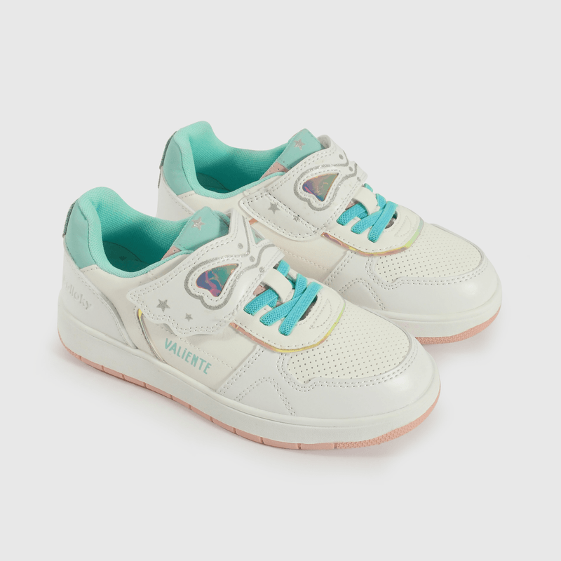 Zapatilla Lifestyle de Niña Blanco Caña Baja con Velcro y Cordón