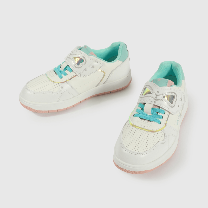 Zapatilla Lifestyle de Niña Blanco Caña Baja con Velcro y Cordón