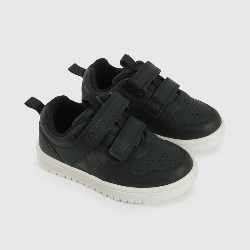 Zapatilla Caminante Lifestyle de Niño Negro Caña Baja con Velcro