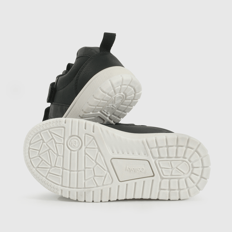 Zapatilla Caminante Lifestyle de Niño Negro Caña Baja con Velcro