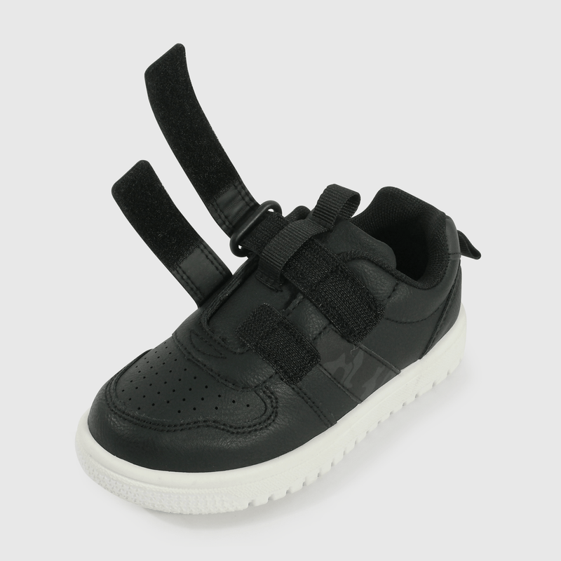 Zapatilla Caminante Lifestyle de Niño Negro Caña Baja con Velcro