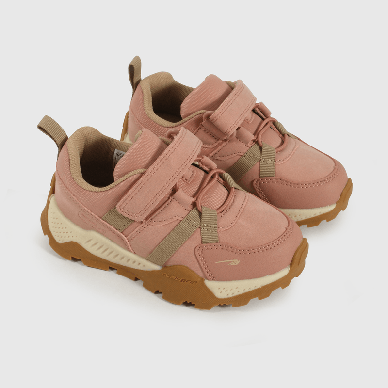 Zapatilla Caminante Outdoor Trekking de Niña Rosado Velcro y Cordón