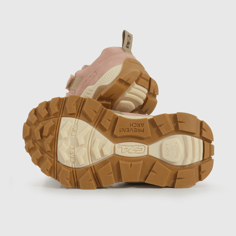 Zapatilla Caminante Outdoor Trekking de Niña Rosado Velcro y Cordón