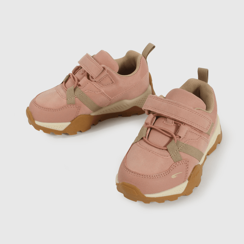 Zapatilla Caminante Outdoor Trekking de Niña Rosado Velcro y Cordón