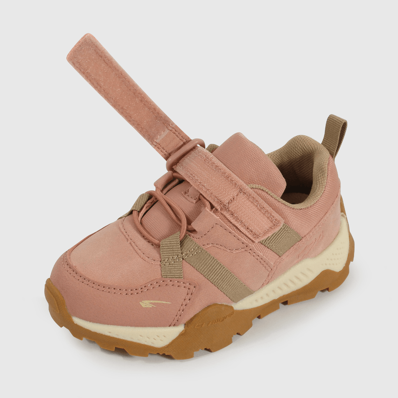 Zapatilla Caminante Outdoor Trekking de Niña Rosado Velcro y Cordón