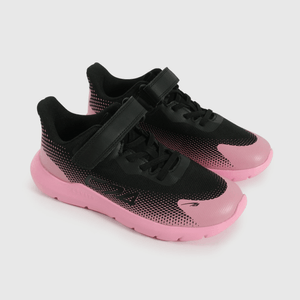 Zapatilla Sport de Niña Negro Caña Baja con Velcro y Cordón