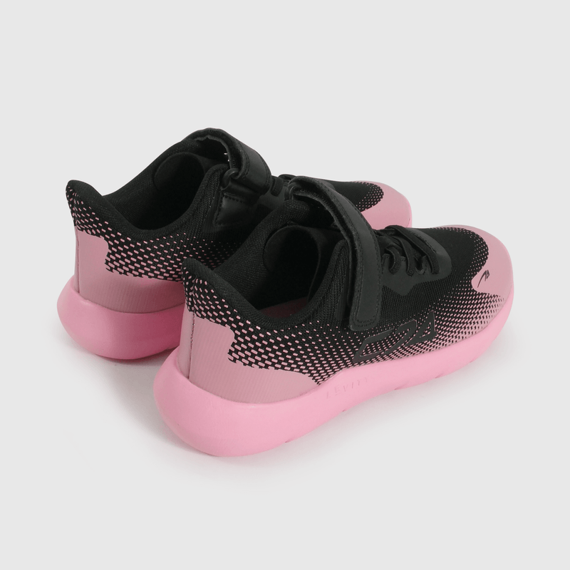Zapatilla Sport de Niña Negro Caña Baja con Velcro y Cordón