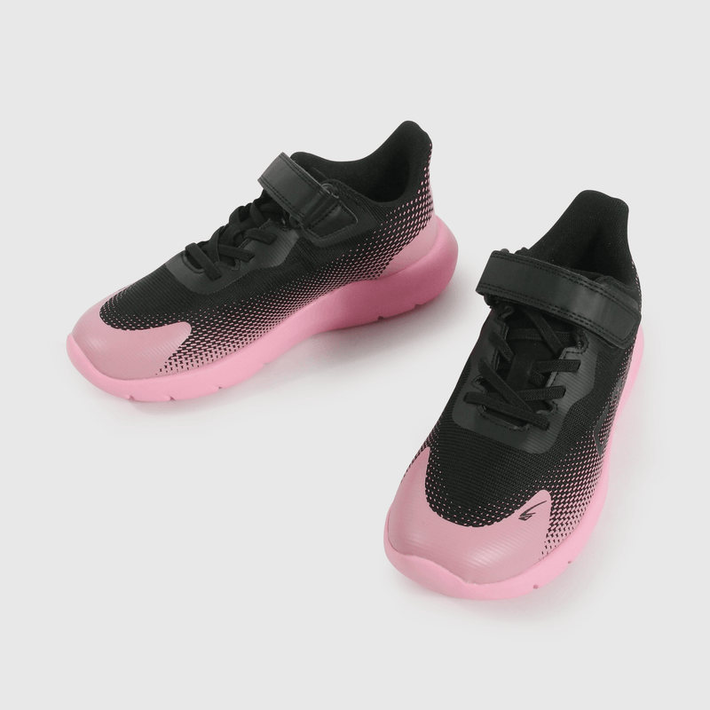 Zapatilla Sport de Niña Negro Caña Baja con Velcro y Cordón