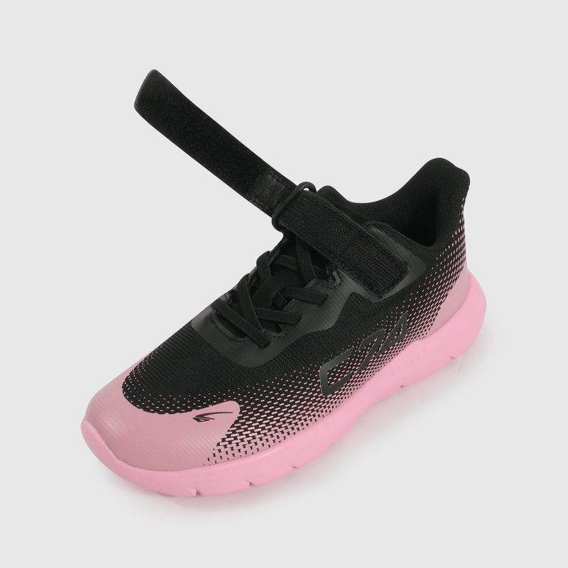 Zapatilla Sport de Niña Negro Caña Baja con Velcro y Cordón